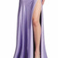 Fiesta Fashion - Satin Open Back High Slit Leg Evening Gown Maxi Dress