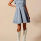 Trendsi - So Me A Line Fit And Flare Diamond Bow Ribbon Denim Dres