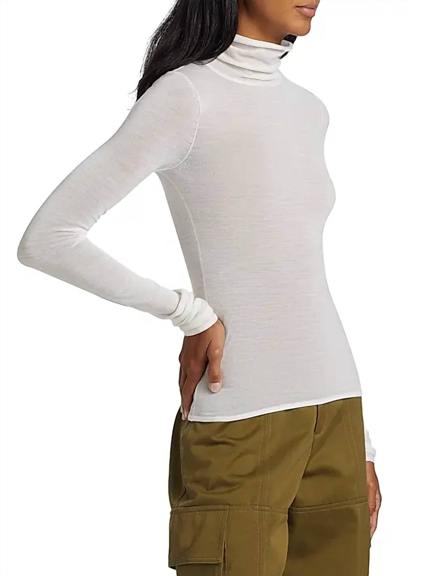 A.L.C. - Cotton Blend Turtleneck Top