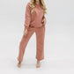 Tea N Rose - Happy Lounge Long Sleeve Top & Wide Leg Set