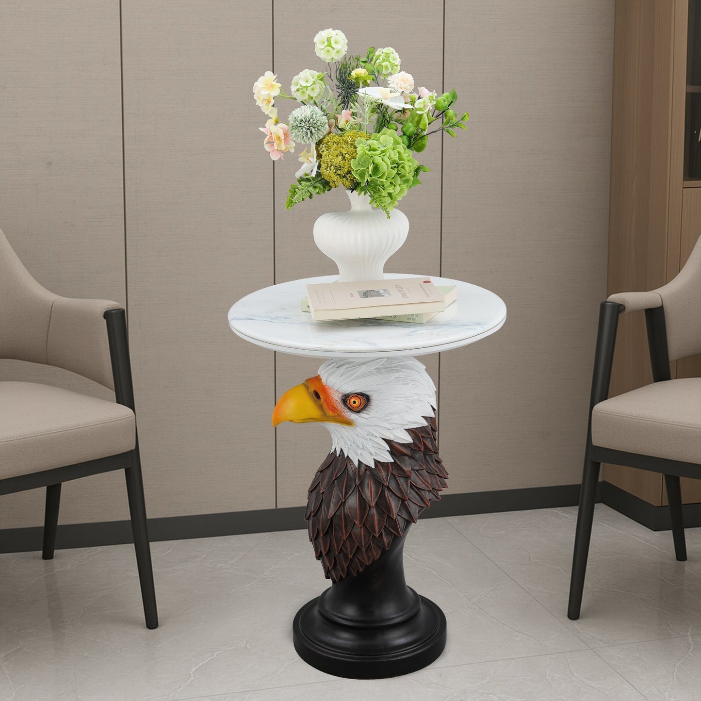 Eagle Head Accent Table Animal Statue End Table
