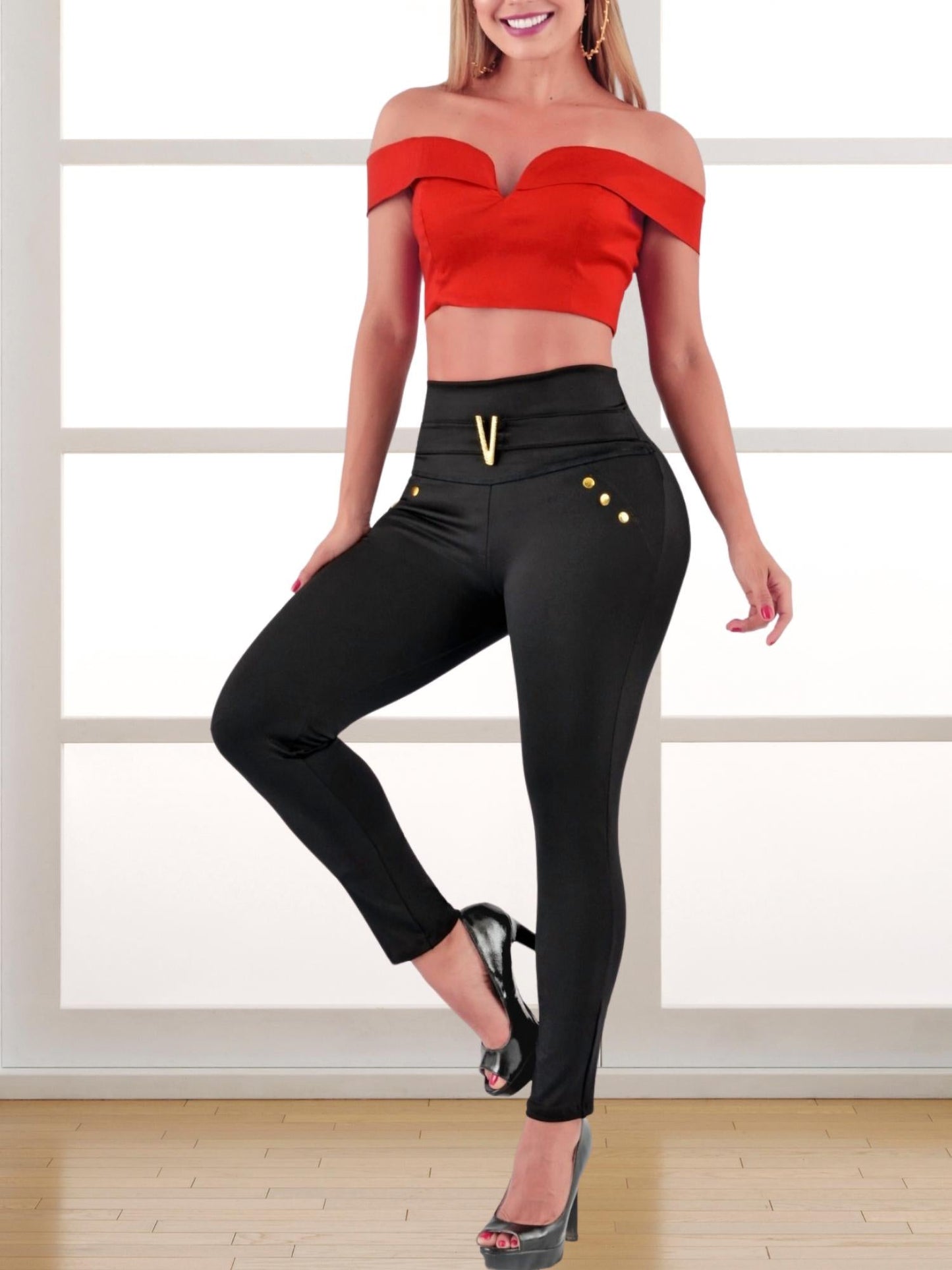 Siluets - Women's High-waisted Shapewear Dress Pants With Powernet And Butt Lift