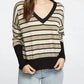 Chaser - Long Sleeve Striped V-Neck Sweater