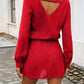 Supreme Fashion - Solid V-neck Elastic Waist Mini Dress