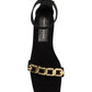 Good American - Women's Square Toe Ankle Strap Sandals With Gold Chain Detail