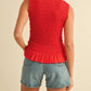 Anniewear - Smocking Detail Ruffle Hem Knit Top