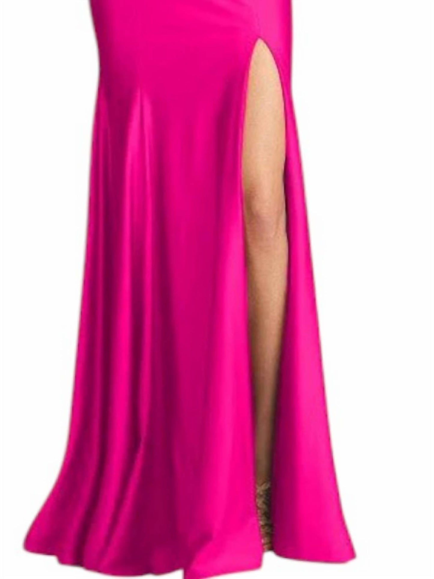 Fiesta Fashion - Satin Open Back High Slit Leg Evening Gown Maxi Dress