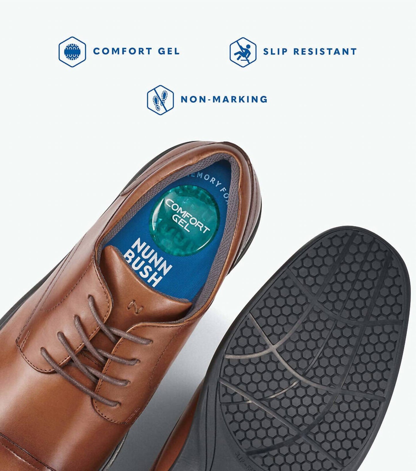 Nunn Bush - Men's Kore Pro Plain Toe Oxford Shoes