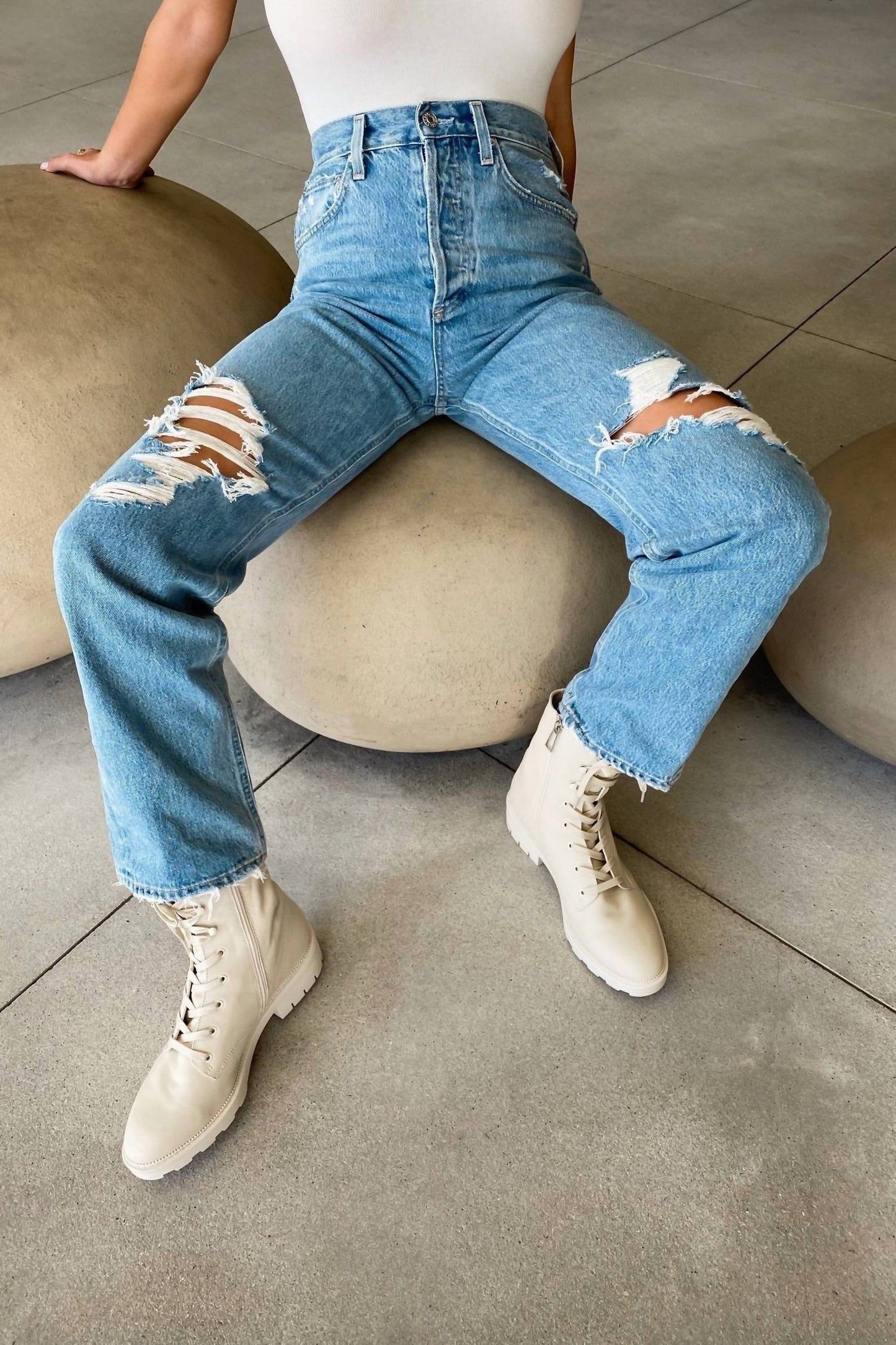 Agolde - 90's Ripped Straight Leg Jeans