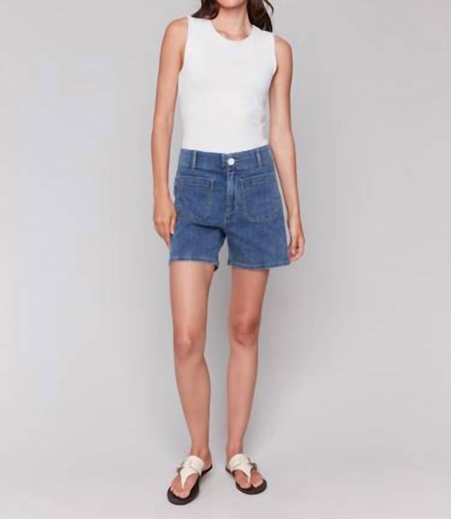 Charlie B - Denim Shorts With Patch Pockets
