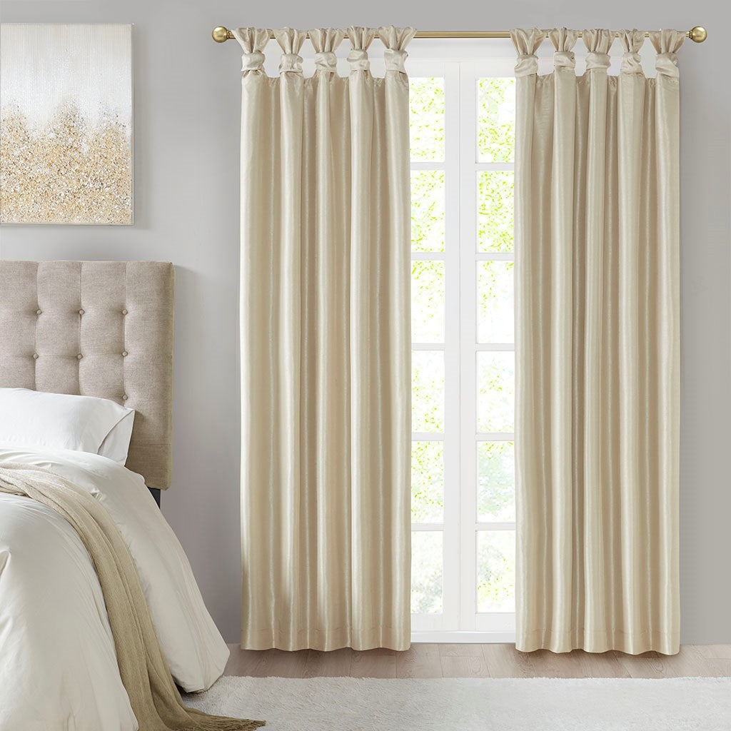 Twist Tab Total Blackout Window Curtain Panel Champagne 50x95