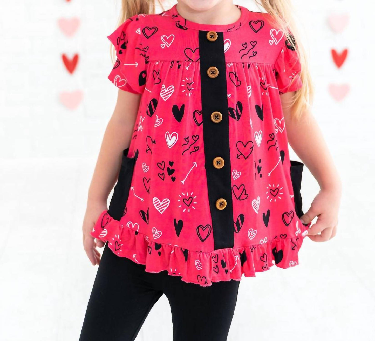 Laree + Co. - Heart Doodles Bamboo Short Sleeve Peplum + Legging Set