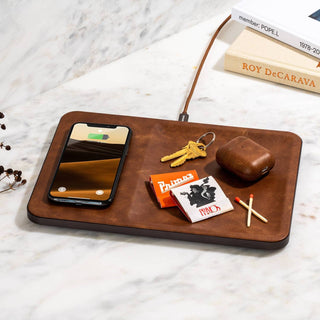 Courant - Leather Wireless Charger with Valet Tray