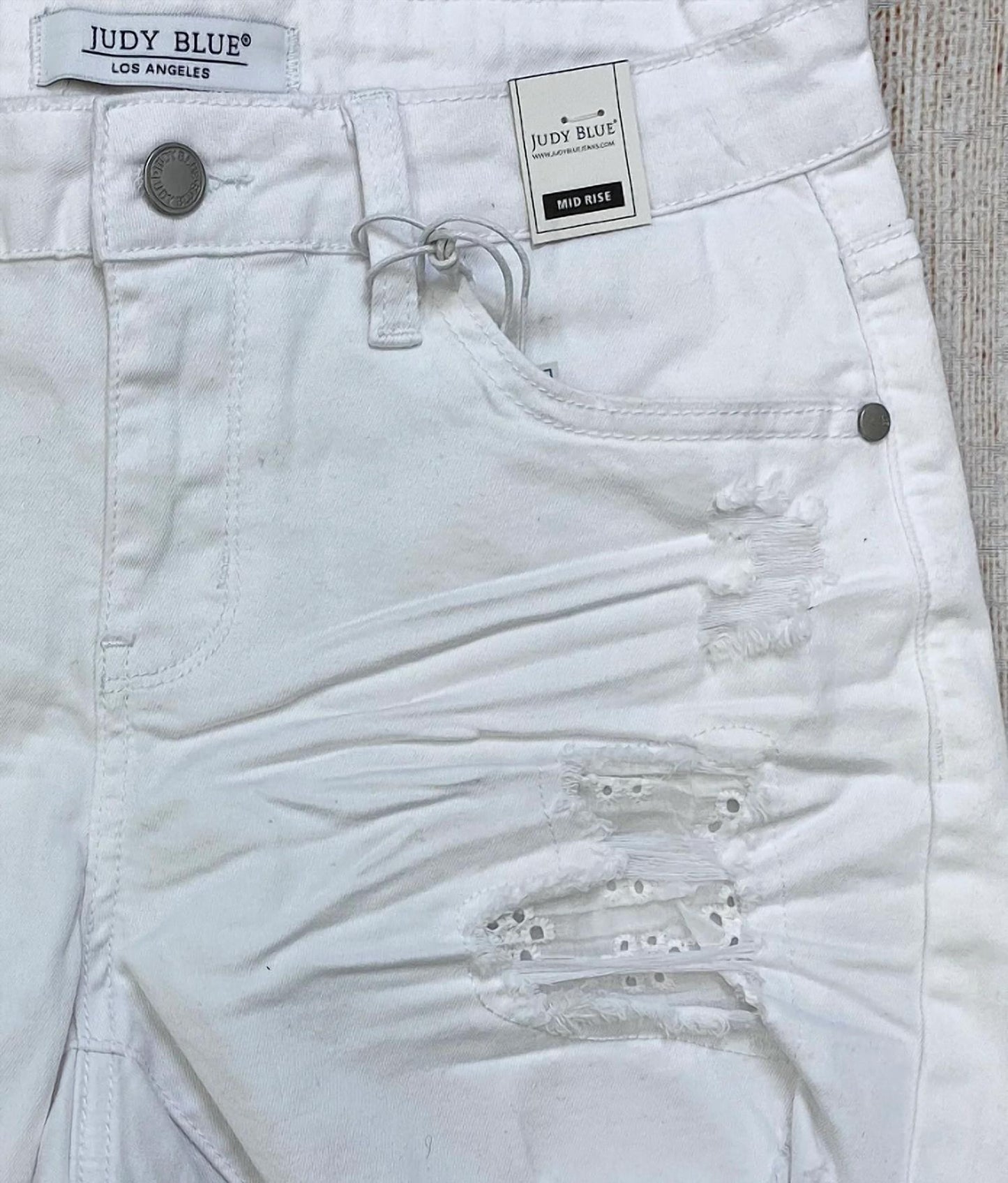 Judy Blue - Women's Distressed With Lace Patch Shorts