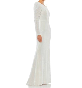 Ieena For Mac Duggal - Sequined One Shoulder Trumpet Gown