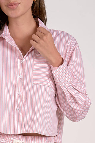 Elan - Stripe Button-up Top & Shorts Set