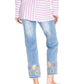 Tru Luxe - Floral Embroidered Fray Jeans