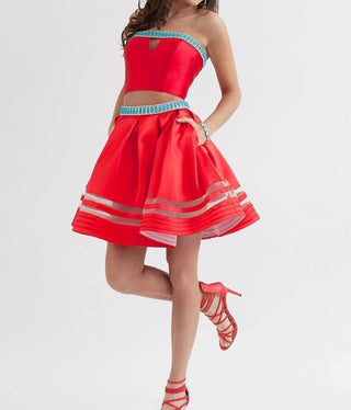 Rachel Allan - Strapless Mikado Two-piece Short Dress