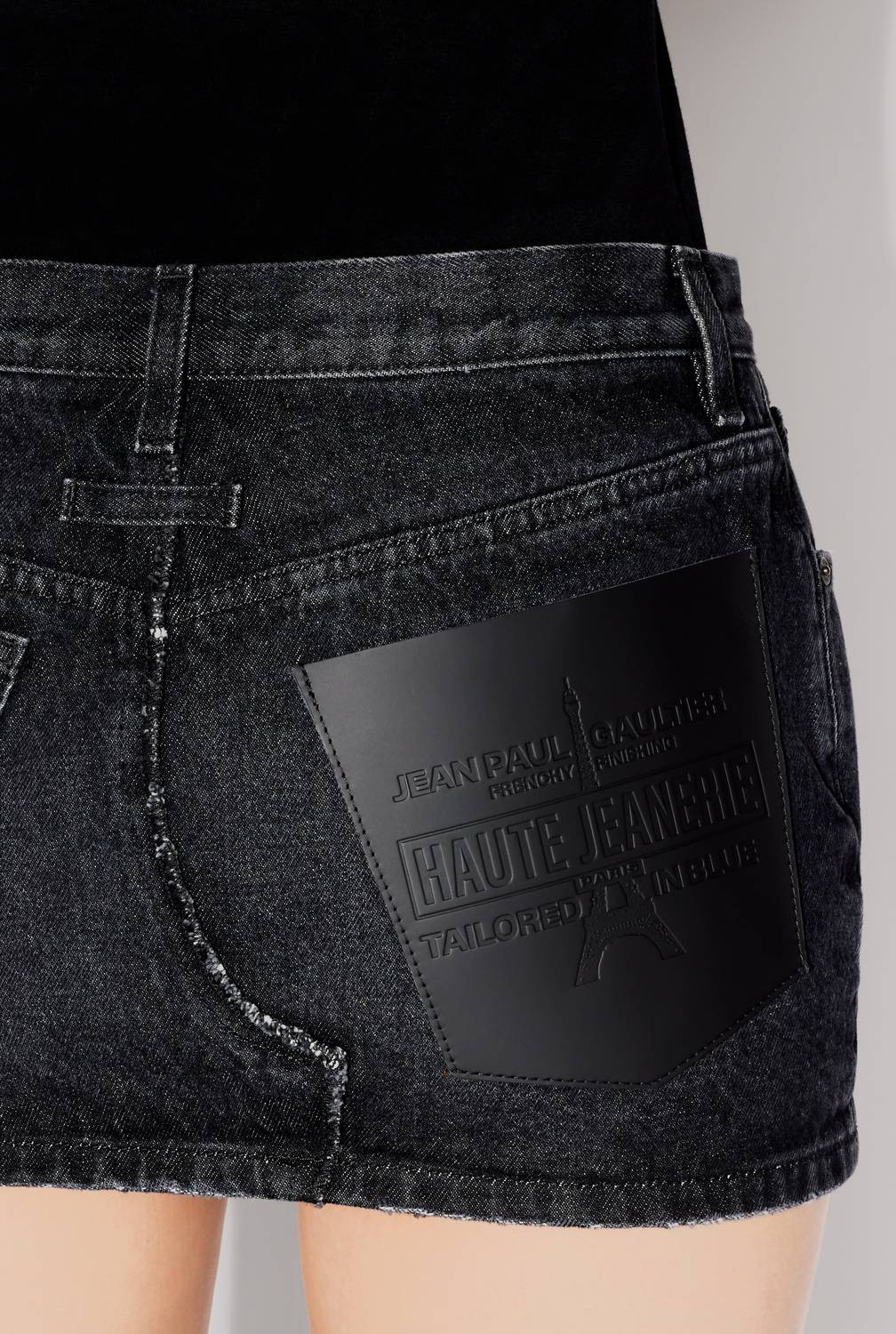 Jean Paul Gaultier - Denim Mini Skirt With Leather Pocket