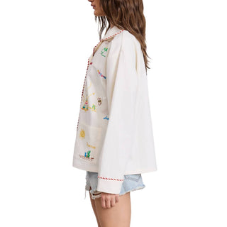 Flat White - Joshua Embroidered Lightweight Jacket