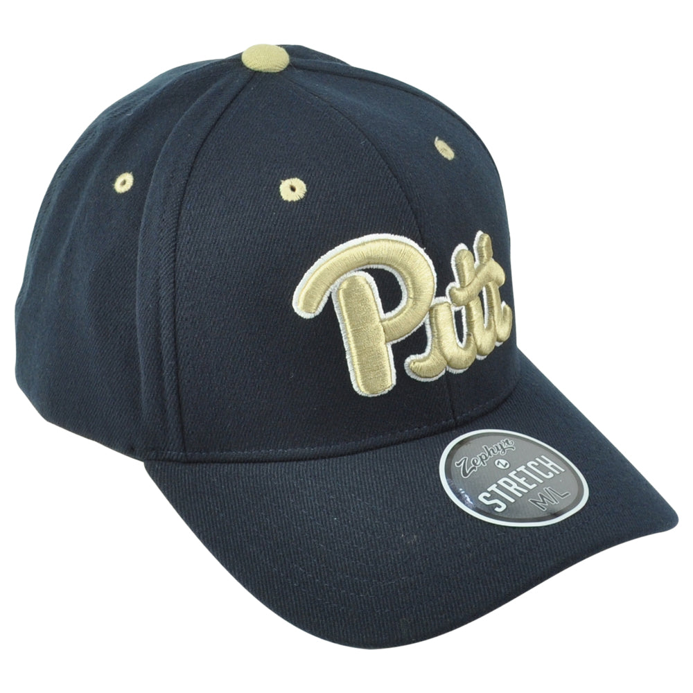 NCAA Zephyr Pittsburgh Panthers Men Blue Flex Fit Stretch Medium/Large Hat Cap