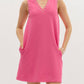Entro - V Neck Cotton Dress With Grommets