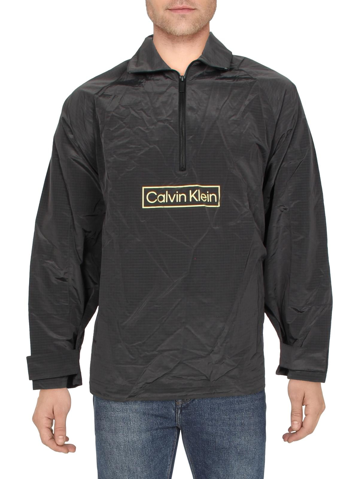 Calvin Klein Men's Lightweight Logo Windbreaker Jacket Color Black Size Large
