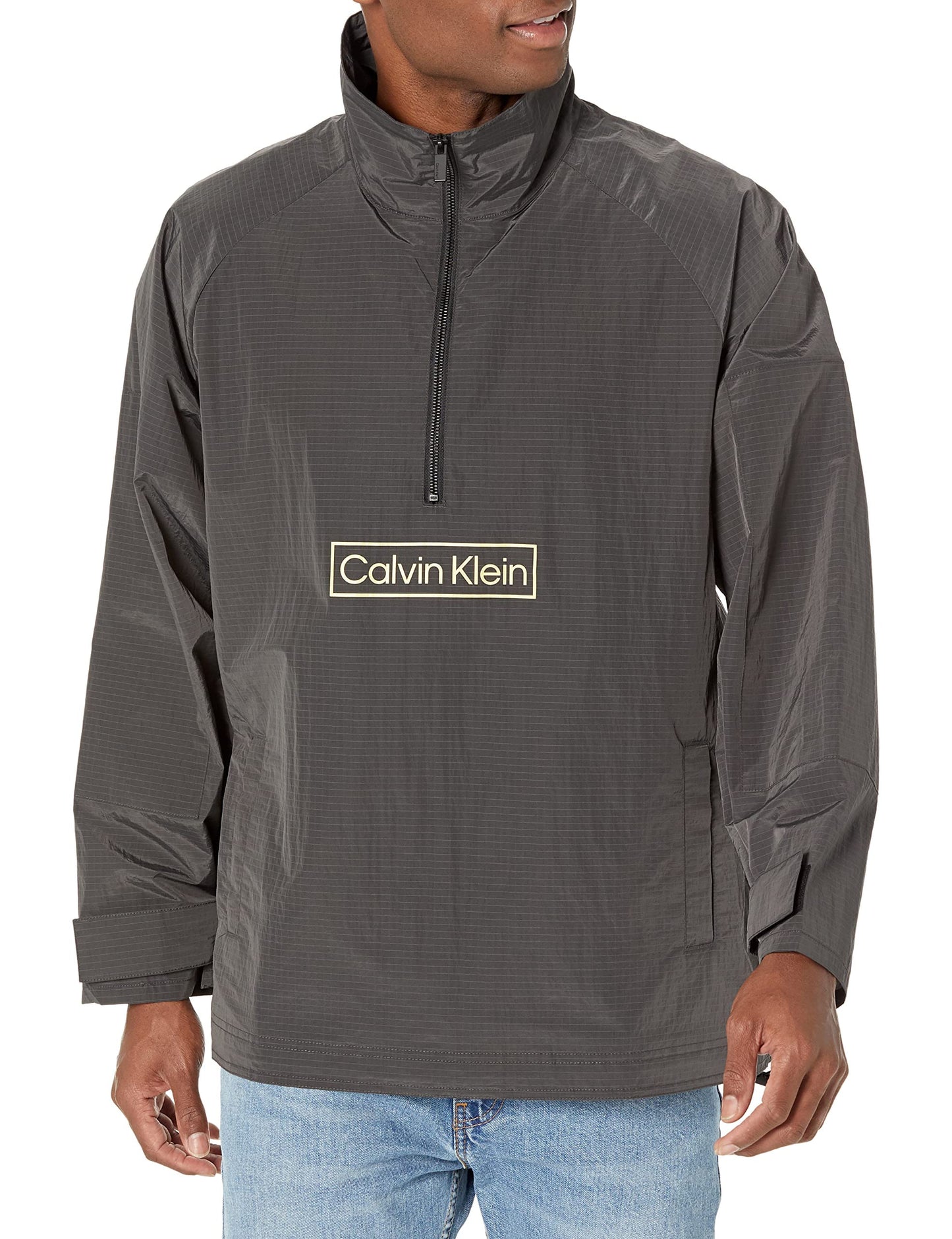 Calvin Klein Men's Lightweight Logo Windbreaker Jacket Color Black Size Large