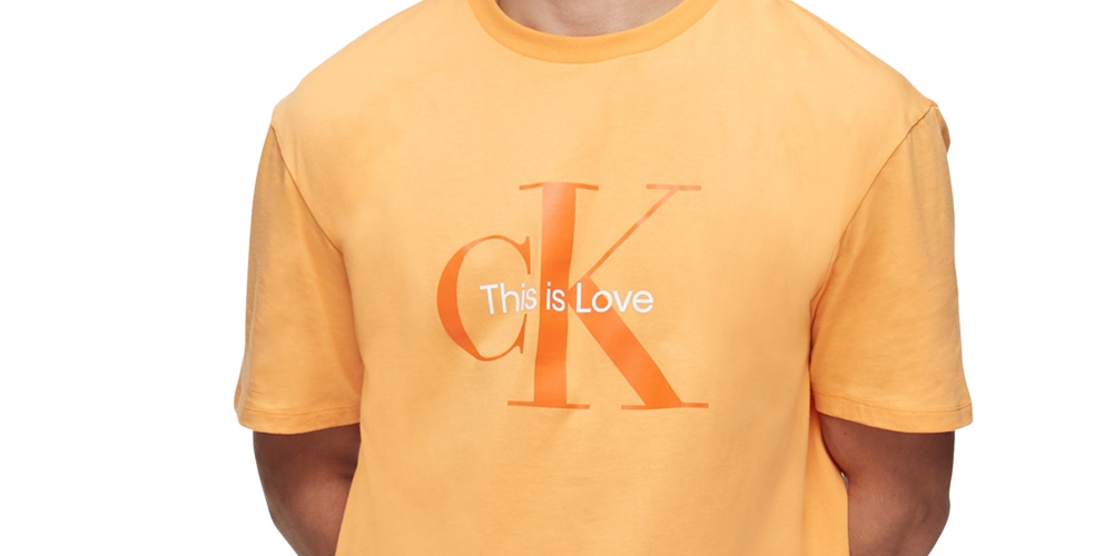 Calvin Klein Men's Pride Logo Print T-Shirt Orange Size X-Small