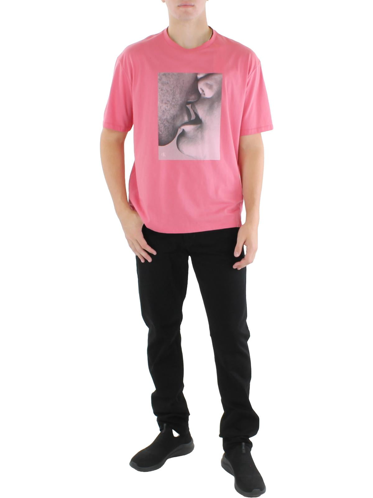 Calvin Klein Men's Graphic Crewneck Graphic T-Shirt Pink Size Small