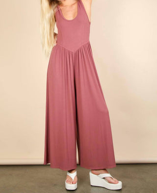 Very J - Casual Ribbed Knit Sleeveless Jumpsuit