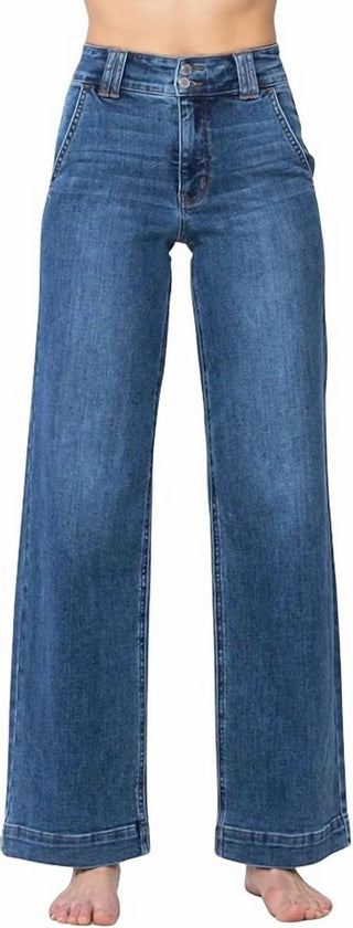 Judy Blue - High Waist Double Button Wide Leg Denim Jeans