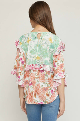 Entro - Ruffled & Floral Top