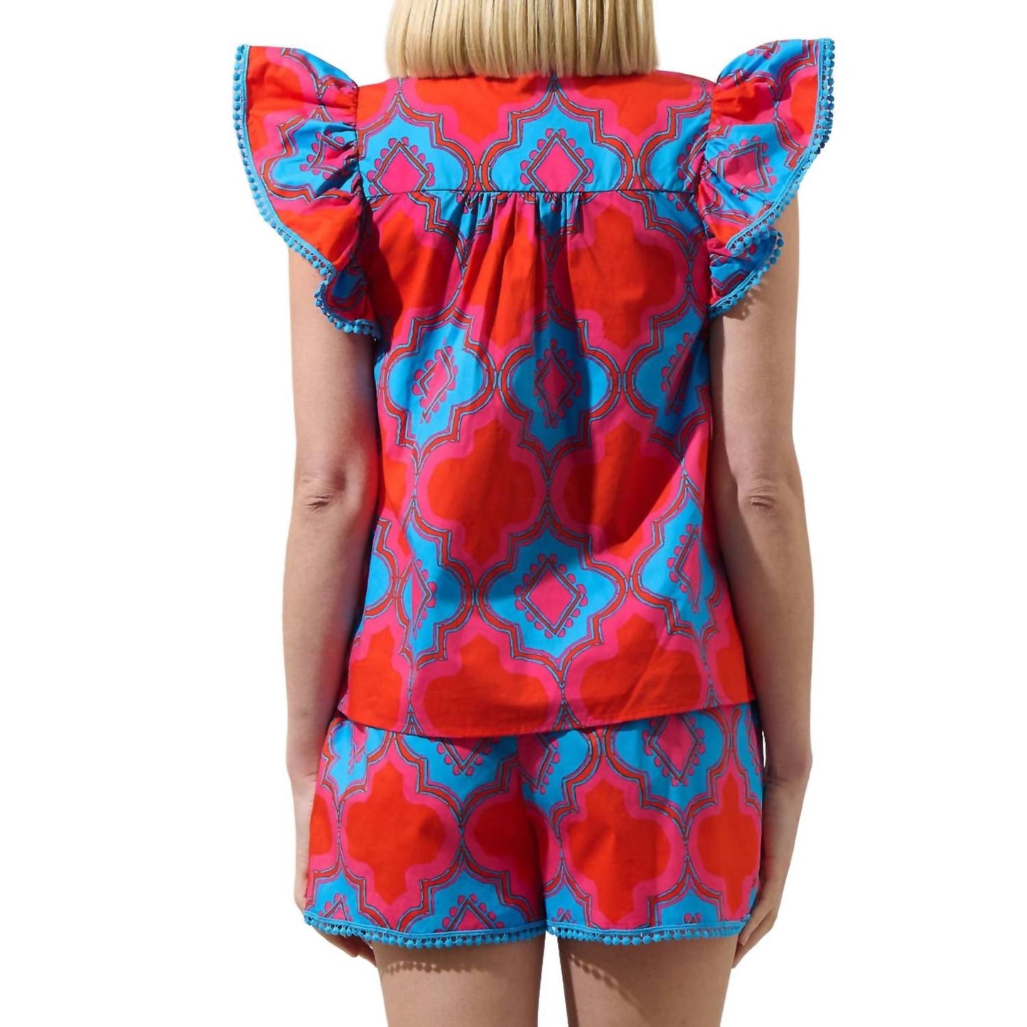 Sugarlips - Devany Mix Media Carya Ruffle Poplin Top