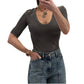 Enza Costa - Textured Rib Half Sleeve Tee