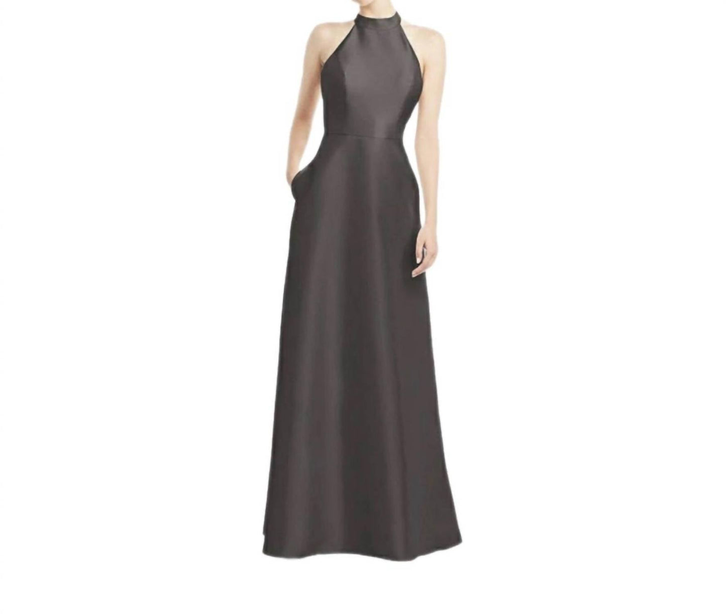 Alfred Sung - Halter Neckline Satin Twill Dress