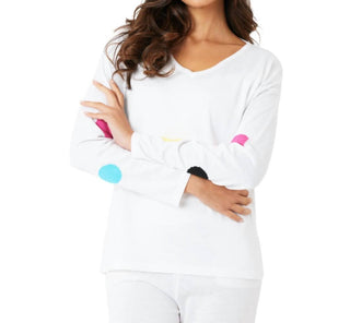 Angel Apparel - V-Neck Polkadot Detail Sleeve Top