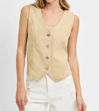 Risen - Full Size V Neck Button Down Vest Plus Size