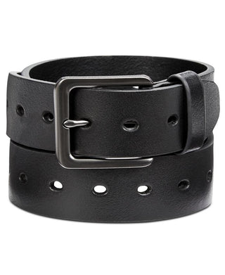Perry Ellis Men's Perforated Leather Belt Black Size 36