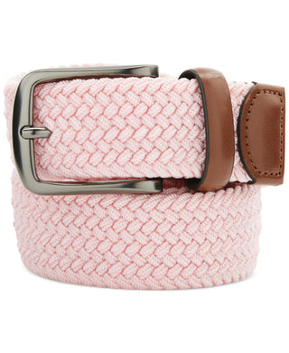 Perry Ellis Portfolio Men's Webbed Leather Trim Belt Pink Size Regular