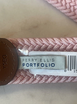Perry Ellis Portfolio Men's Webbed Leather Trim Belt Pink Size Regular