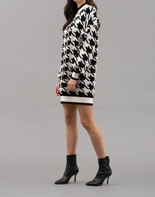 Blu Pepper - Mockneck Houndstooth Sweater Dress