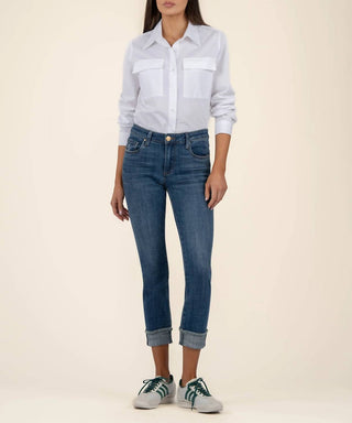 Kut From The Kloth - Amy Mid Rise Crop Straight Leg Jeans