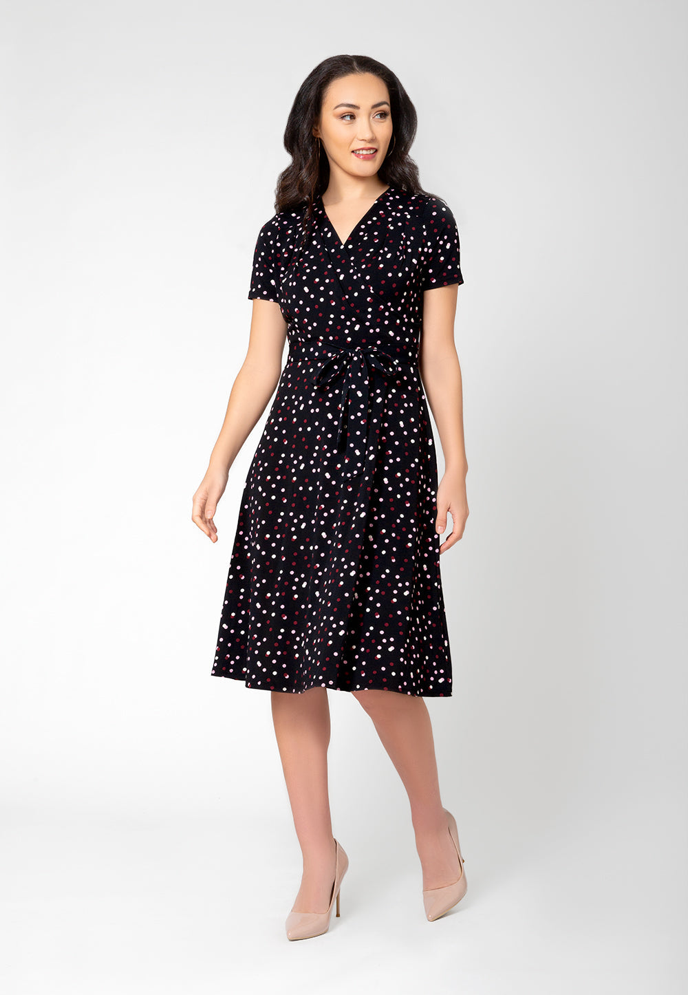 Leota Women's Monique Midi Wrap Dress Black Size 2X