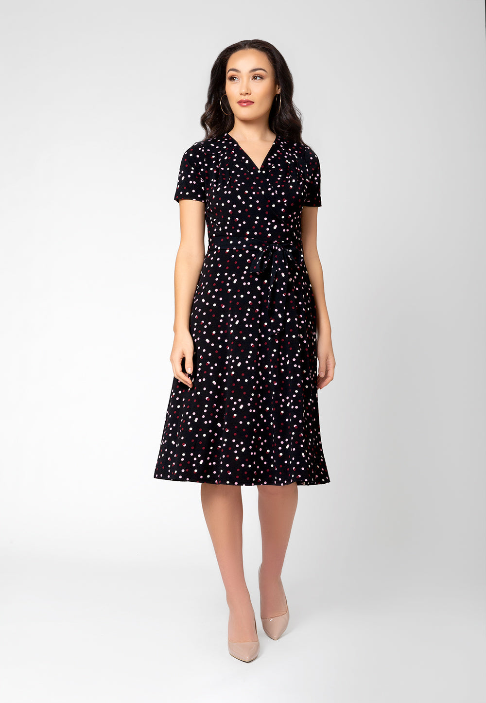 Leota Women's Monique Midi Wrap Dress Black Size 2X