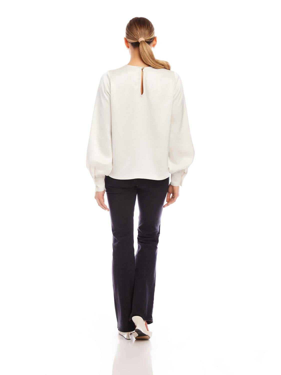 Fifteen Twenty - Blouson Satin Long Sleeves Top