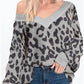 Bibi - HAIRY LEOPARD V NECK SWEATER