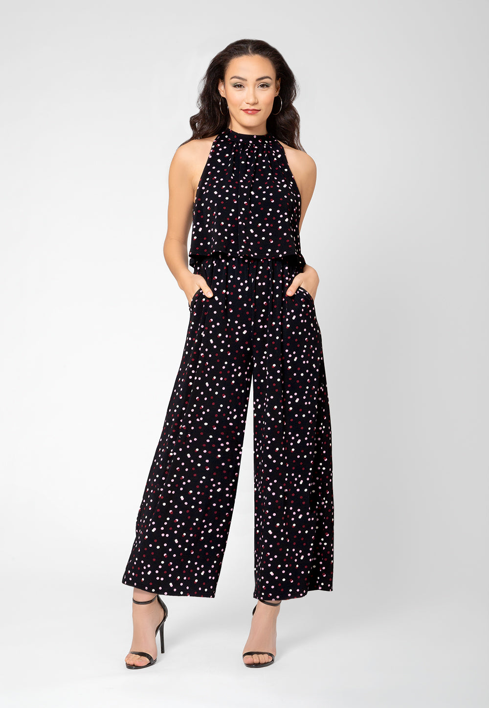 Leota Women's Skyler Printed Halter Jumpsuit Black Size Small