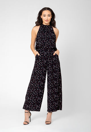 Leota Women's Skyler Printed Halter Jumpsuit Black Size Small