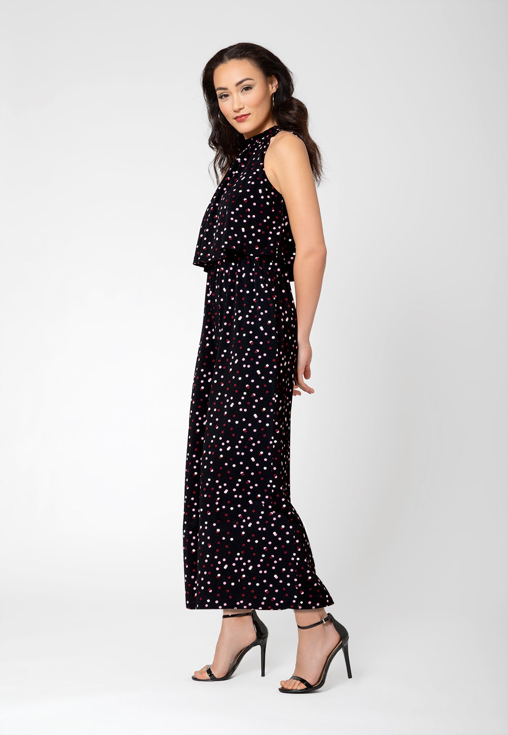 Leota Women's Skyler Printed Halter Jumpsuit Black Size Small